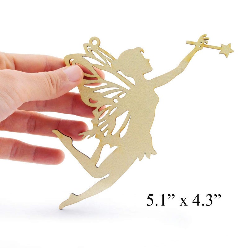 Summer-Ray.com Summer-Ray Set of 20 Laser-Cut Wooden Fairy Cutouts â€“ 2.5mm Thick Plywood â€“ Enchanted Craft Embellishments, Hanging Ornaments & DIY Fairy DÃ©cor - Image 3
